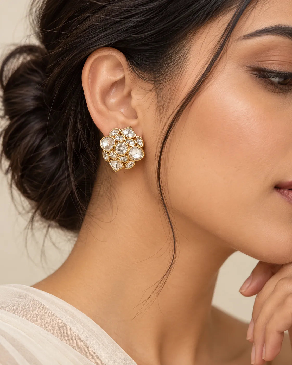 Cluster Crest Stone Stud Earrings