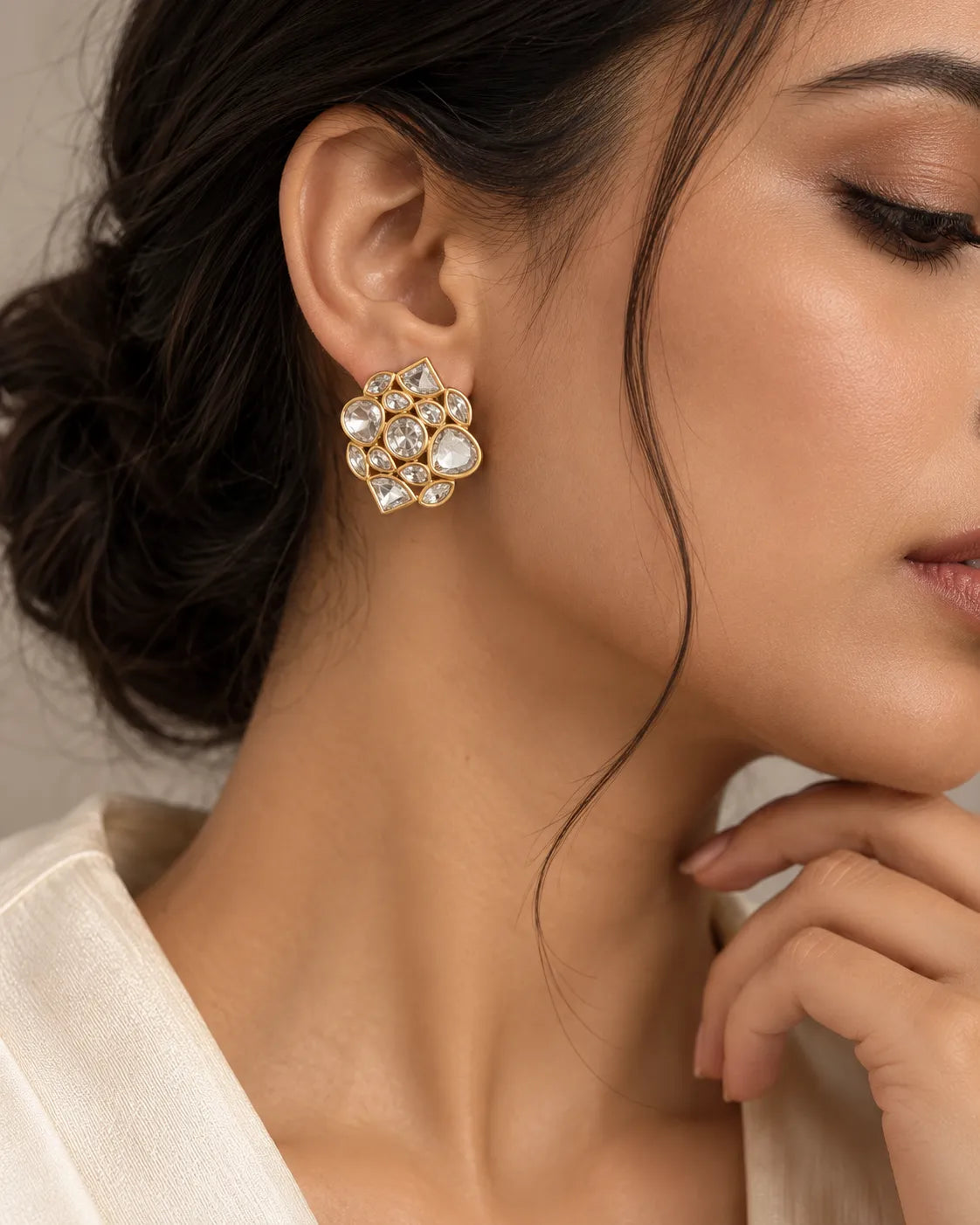 Cluster Crest Stone Stud Earrings
