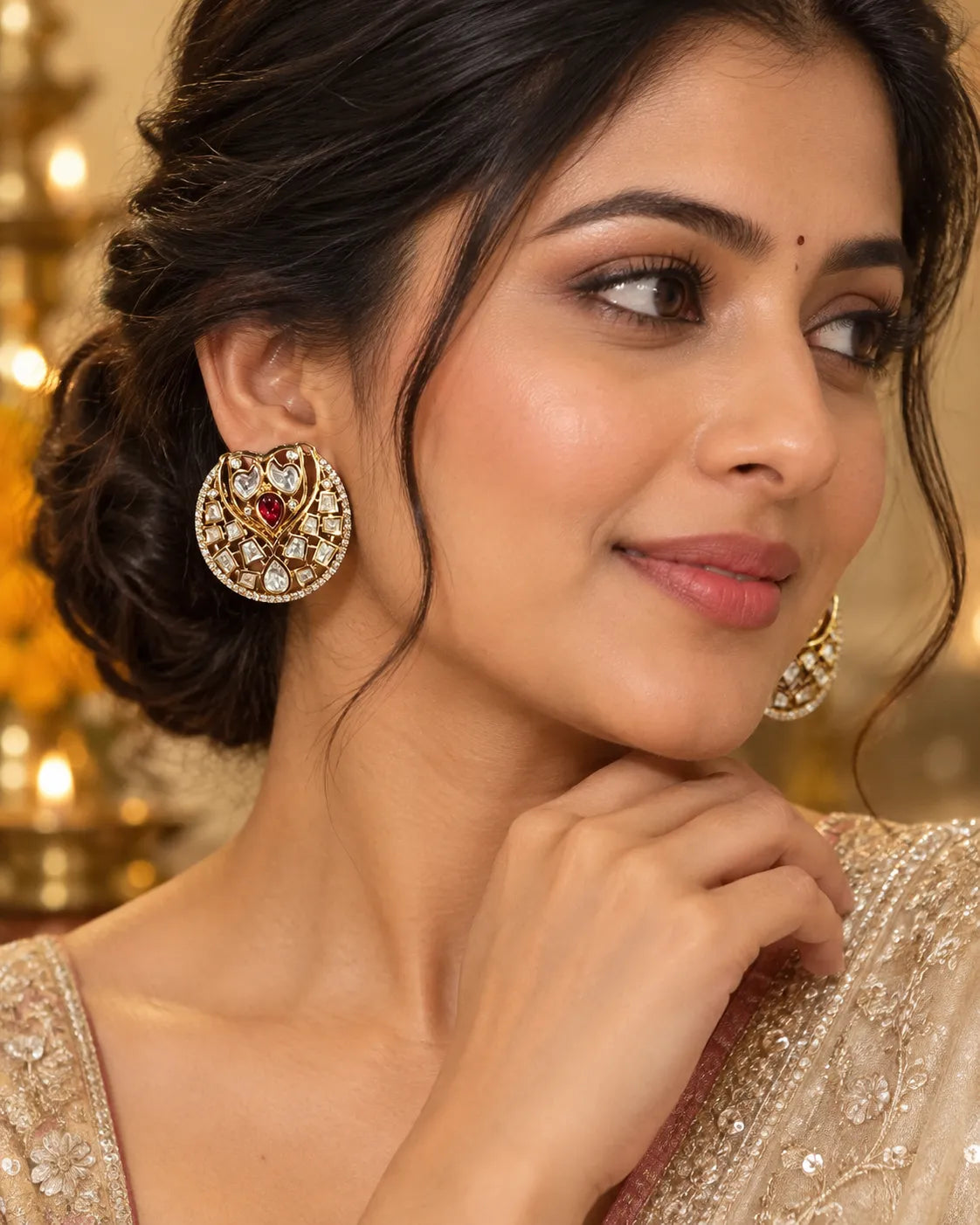 Chaand Jaal Ruby Statement Stud Earrings