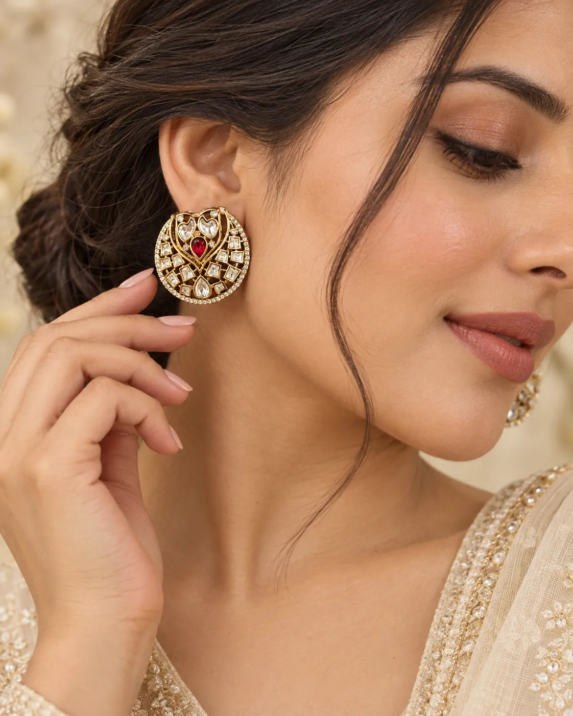Chaand Jaal Ruby Statement Stud Earrings