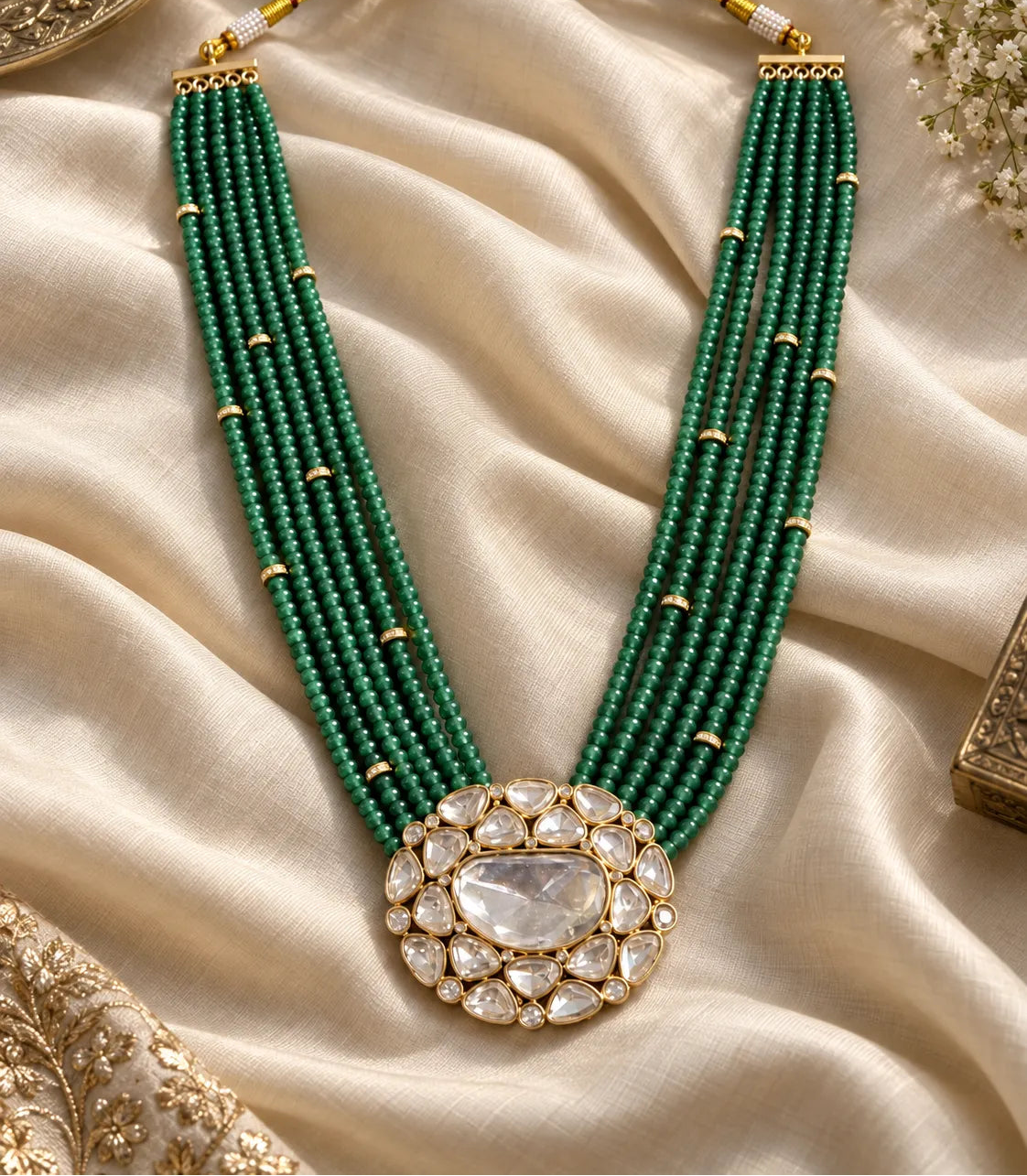 Cluster Crest Layered Stone Long Necklace