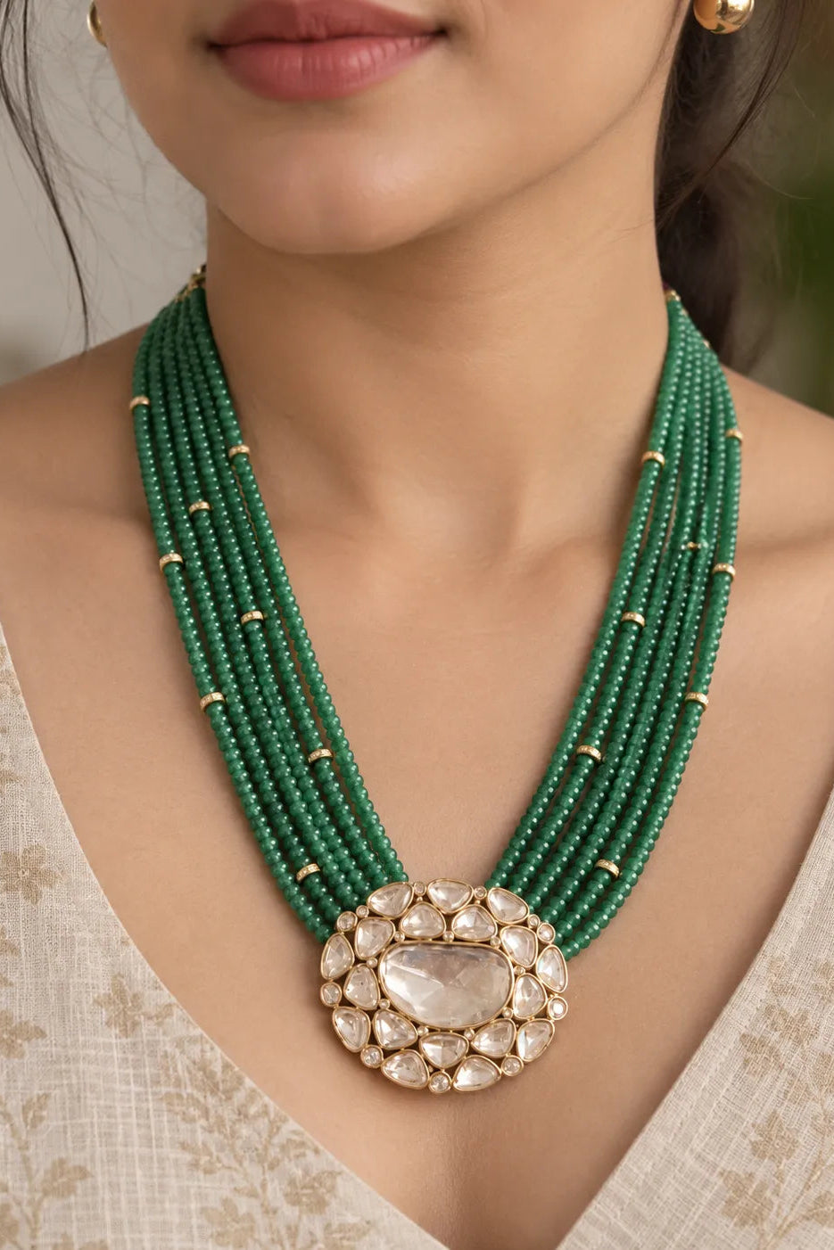 Cluster Crest Layered Stone Long Necklace