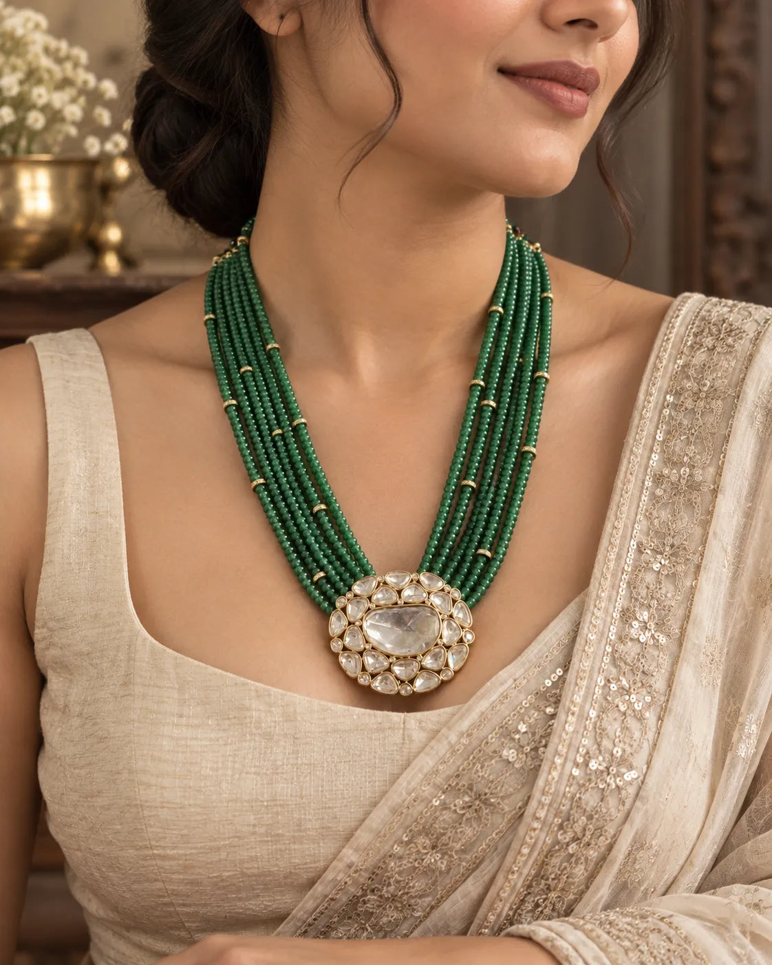 Cluster Crest Layered Stone Long Necklace