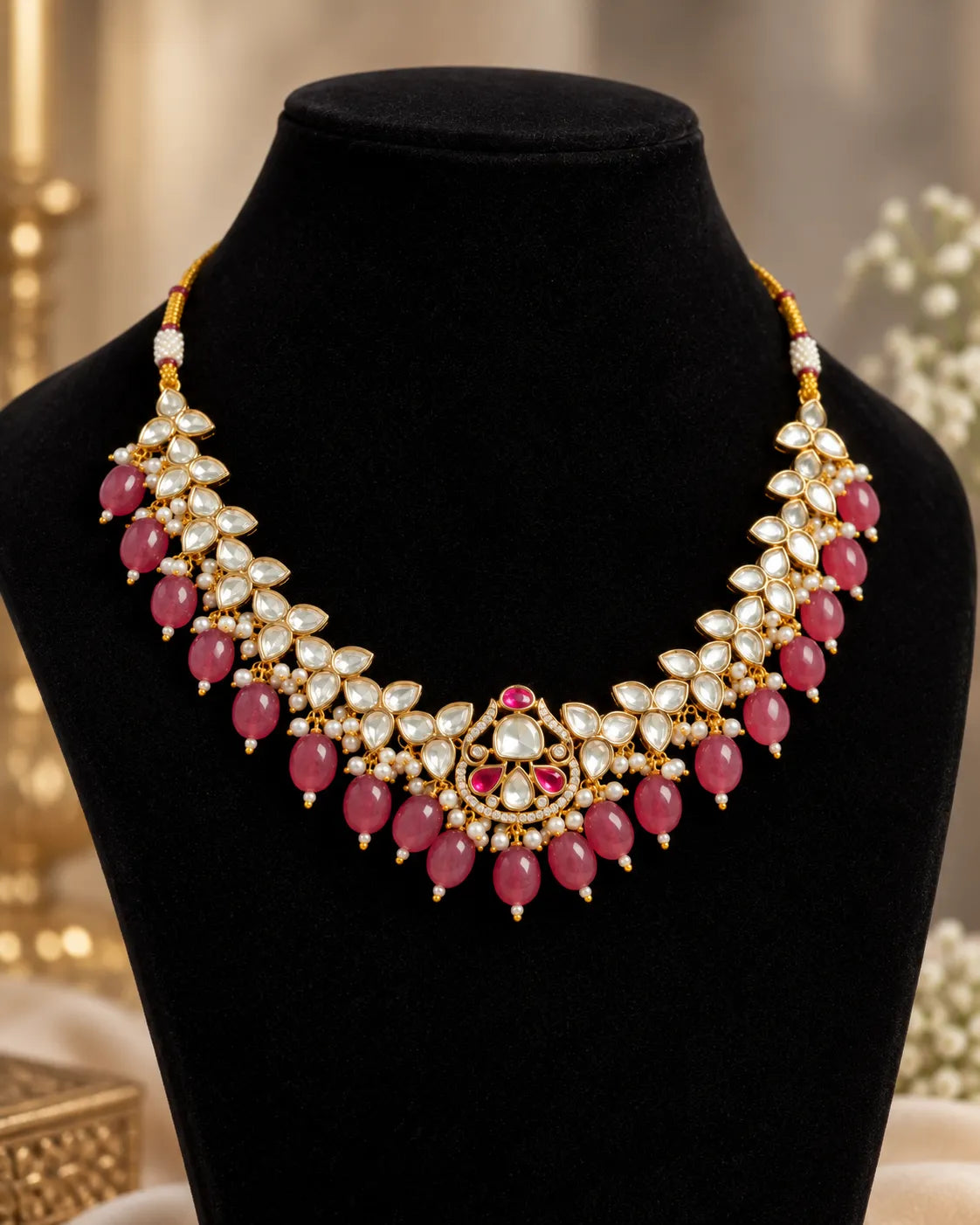 Gulnaar Ruby Bead Kundan Choker