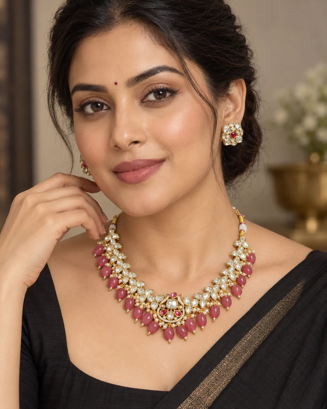 Gulnaar Ruby Bead Kundan Choker