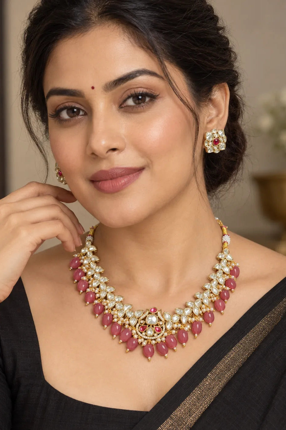 Gulnaar Combo of 5 – Choker, Studs, Nose Ring, Ring & Bangles