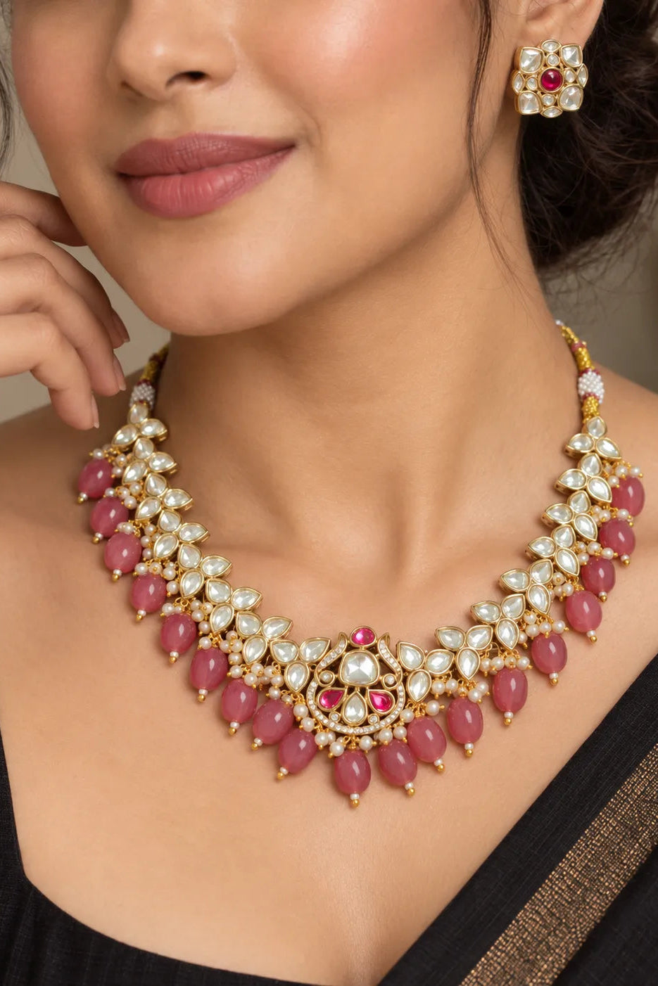 Gulnaar Ruby Bead Kundan Choker