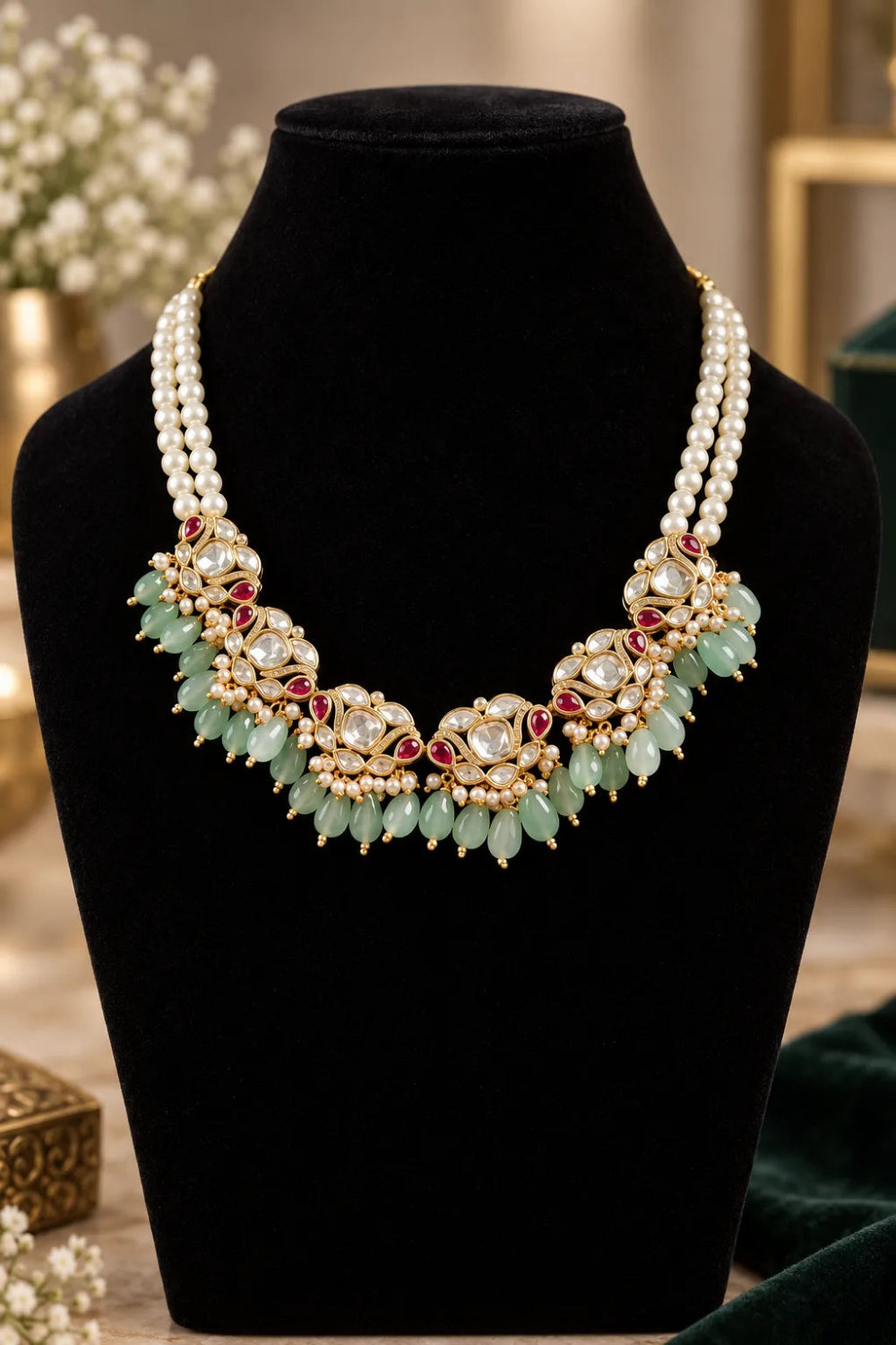 Jade Bloom Kundan Necklace