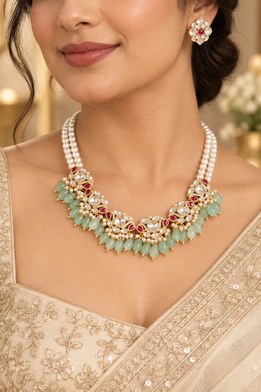 Jade Bloom Kundan Necklace