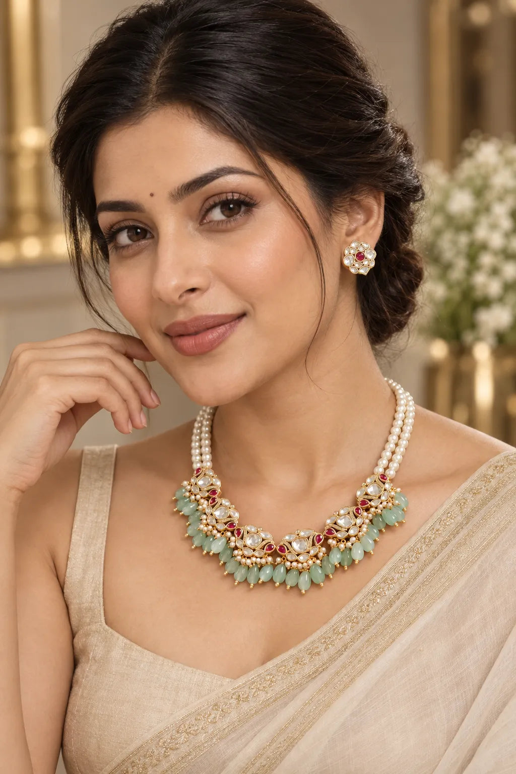 Jade Bloom Kundan Necklace
