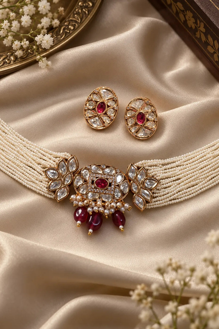 Noor Mahal Royal Ruby Pearl Choker