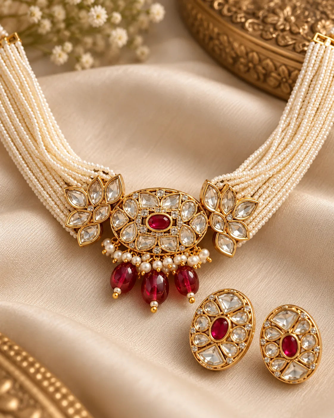 Noor Mahal Royal Ruby Pearl Choker