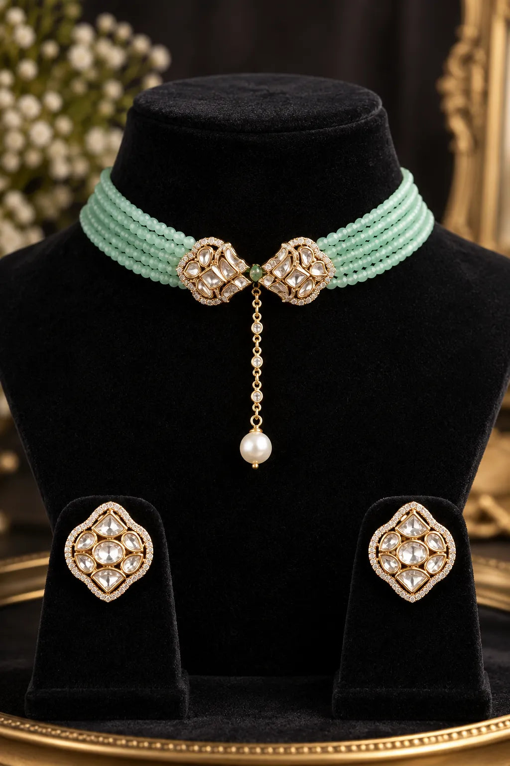 Pastel Mint Pearl Lock & Drop Choker