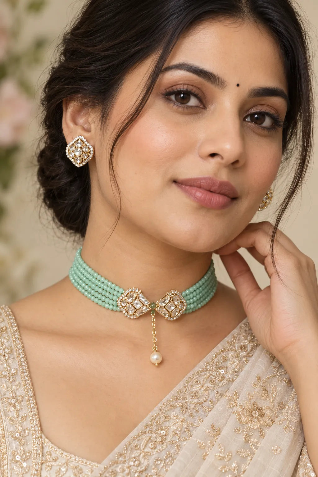 Pastel Mint Pearl Lock & Drop Choker