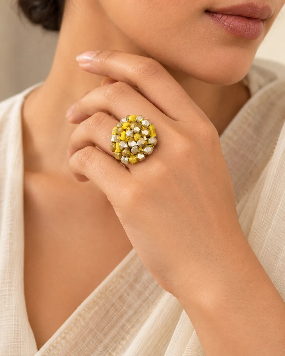 Sun Knot Dokra Statement Ring