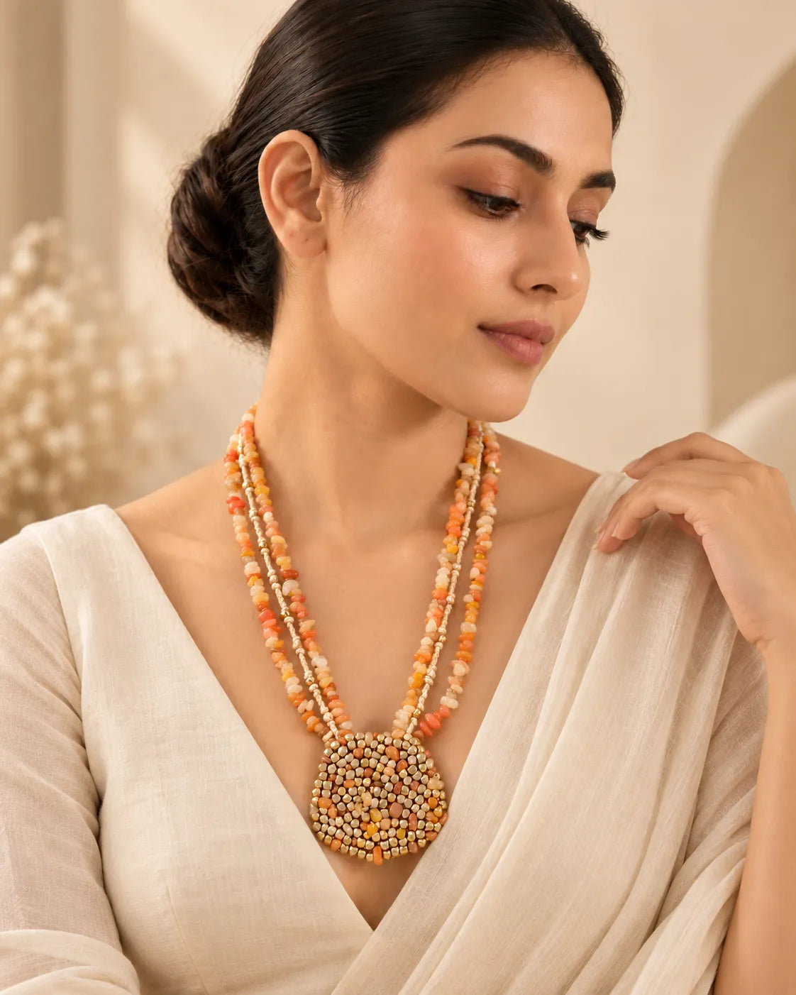 Cluster Mosaic Combo of 2 – Necklace & Kesari Bead Studs