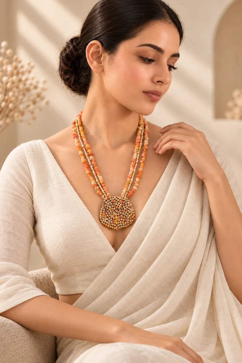 Cluster Mosaic Combo of 2 – Necklace & Kesari Bead Studs