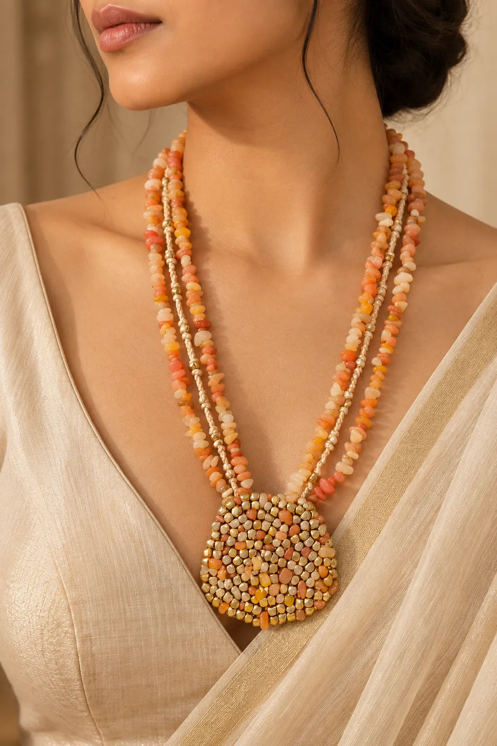 Cluster Mosaic Combo of 2 – Necklace & Kesari Bead Studs