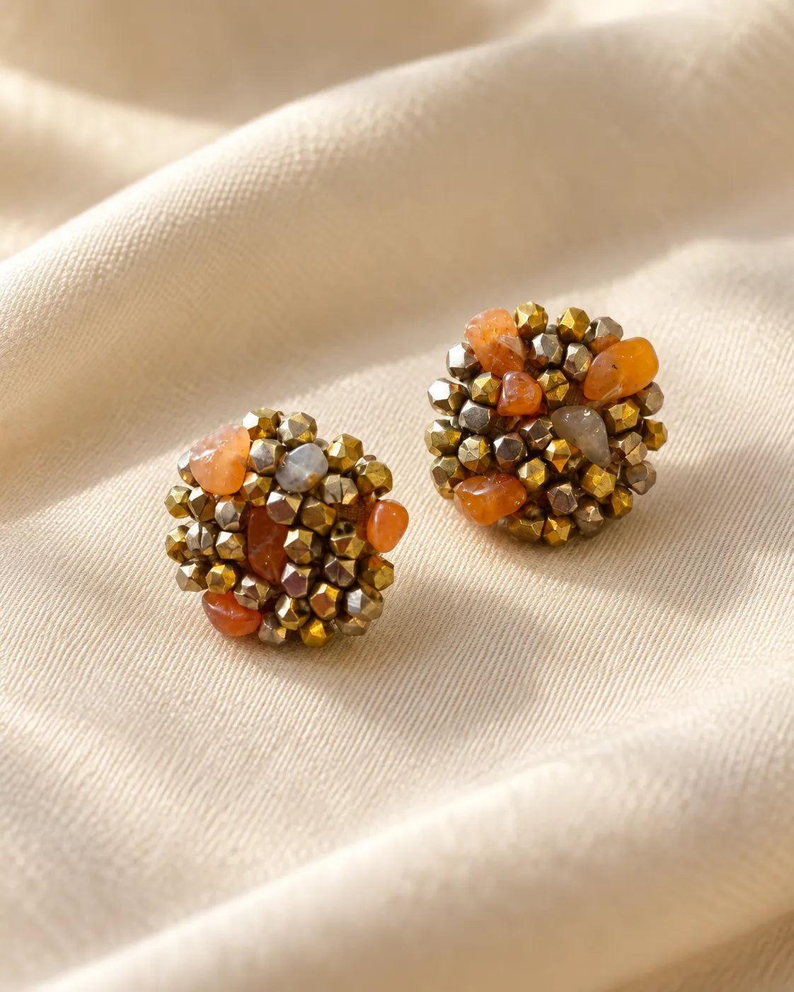 Kesari Dokra Bead Studs