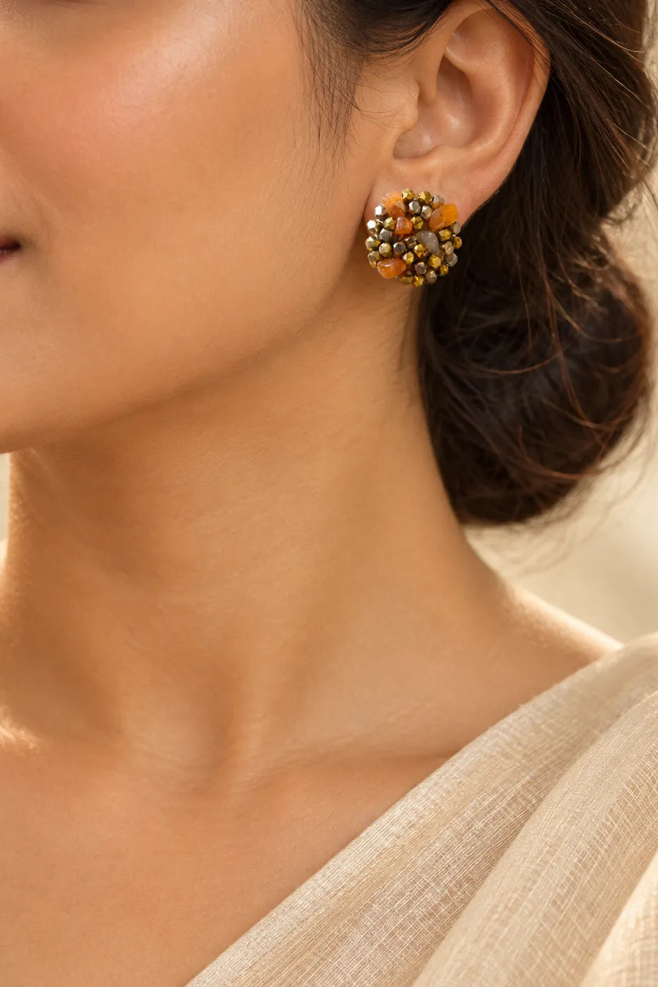 Kesari Dokra Bead Studs