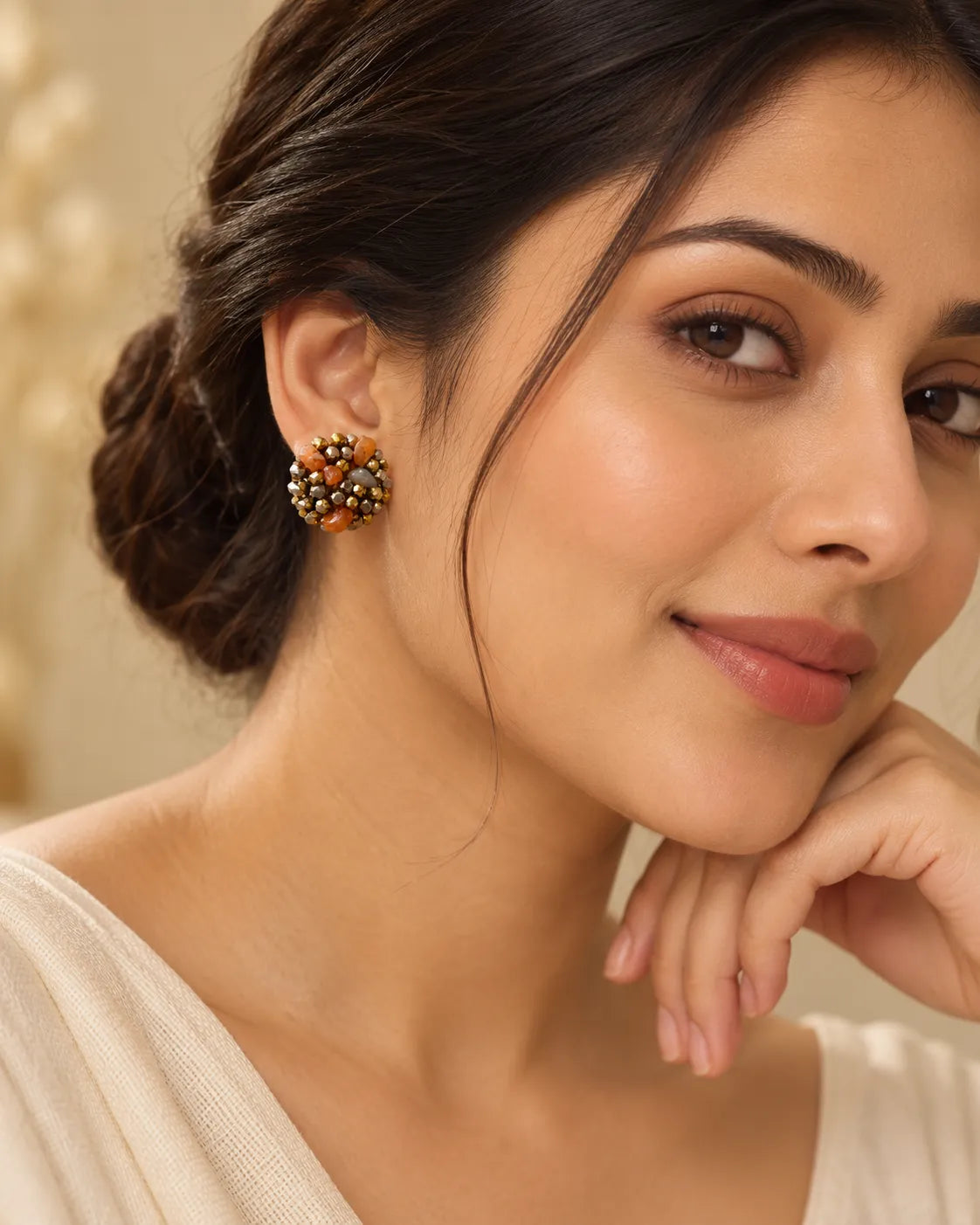 Kesari Dokra Bead Studs