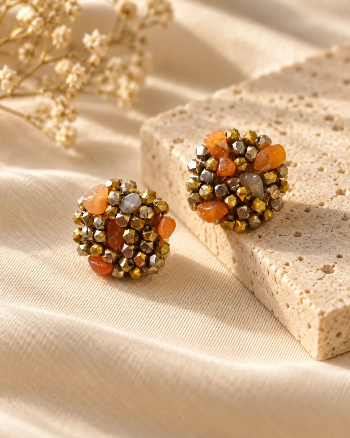 Kesari Dokra Bead Studs