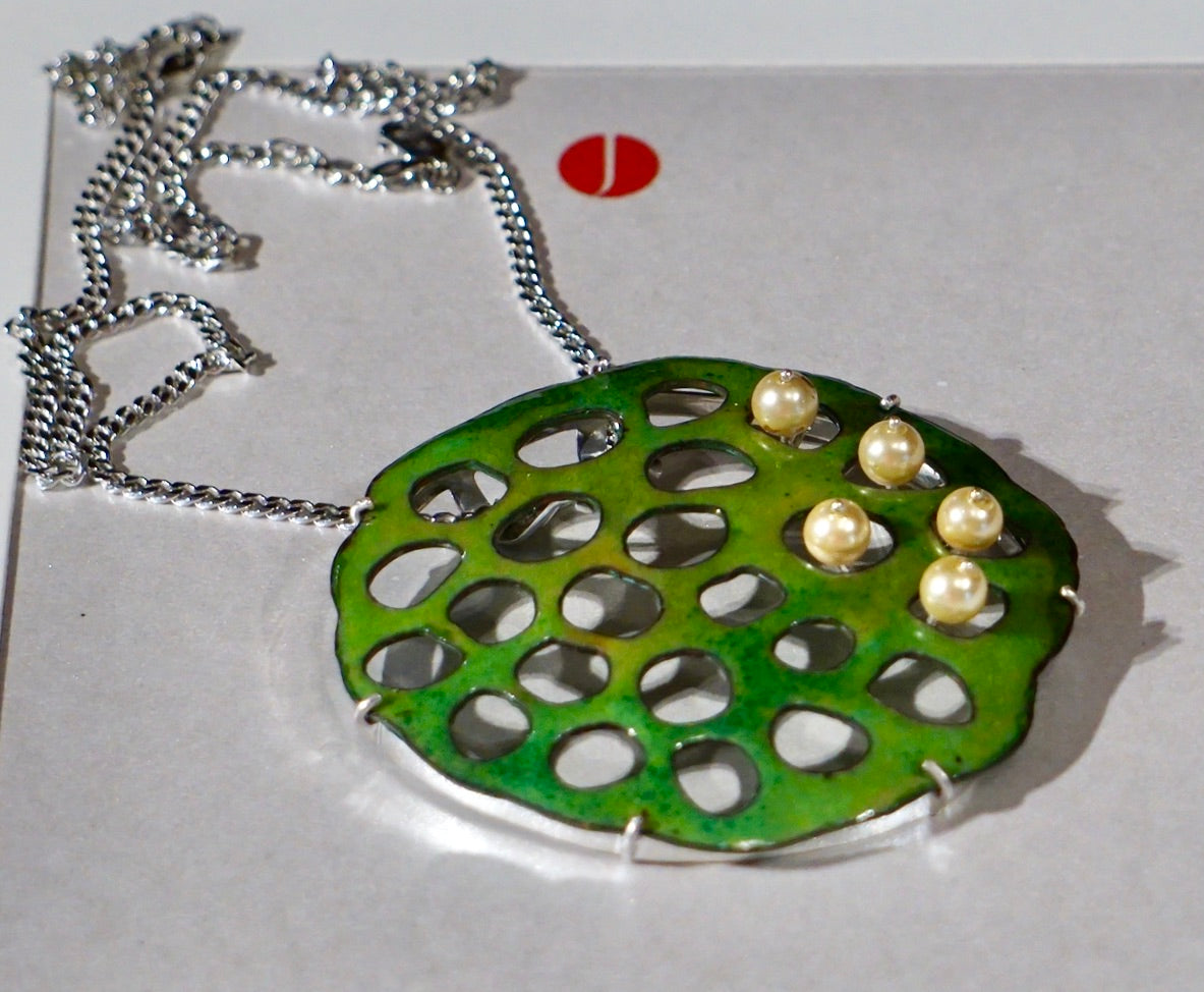 Lotus Pod Enamel Pendant