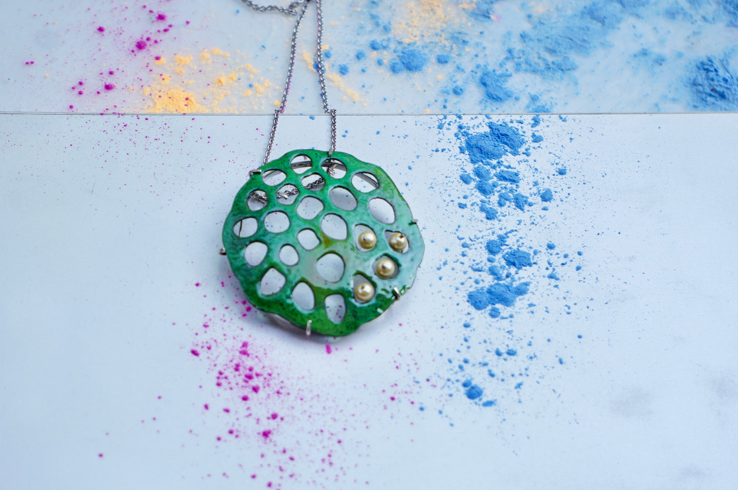 Lotus Pod Enamel Pendant