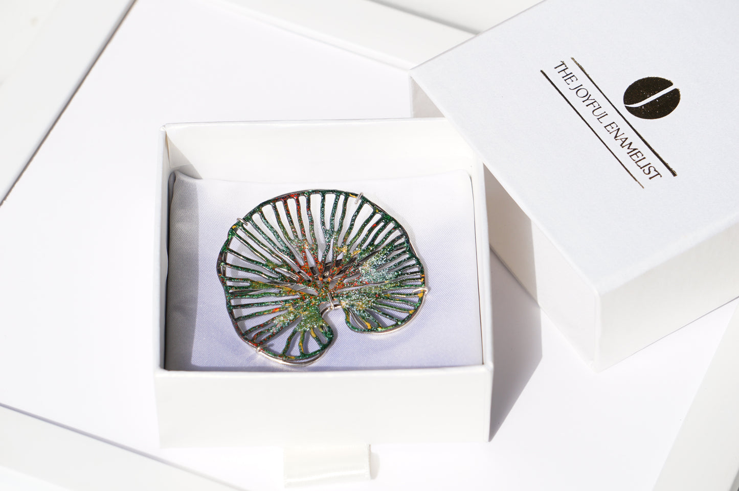 Lotus Leaf Enamel Brooch