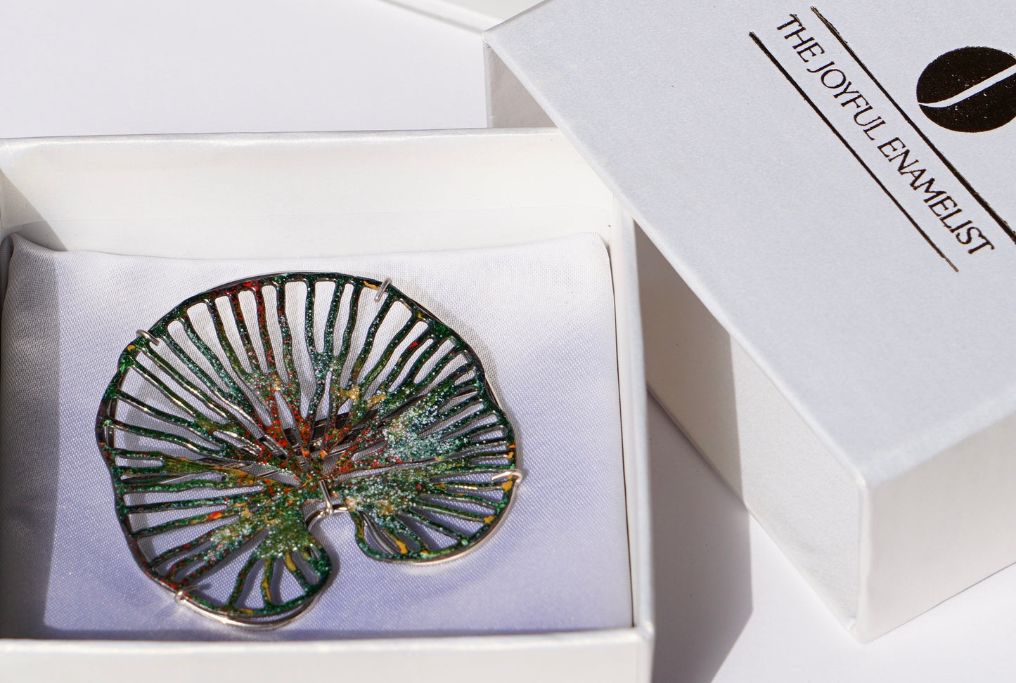 Lotus Leaf Enamel Brooch