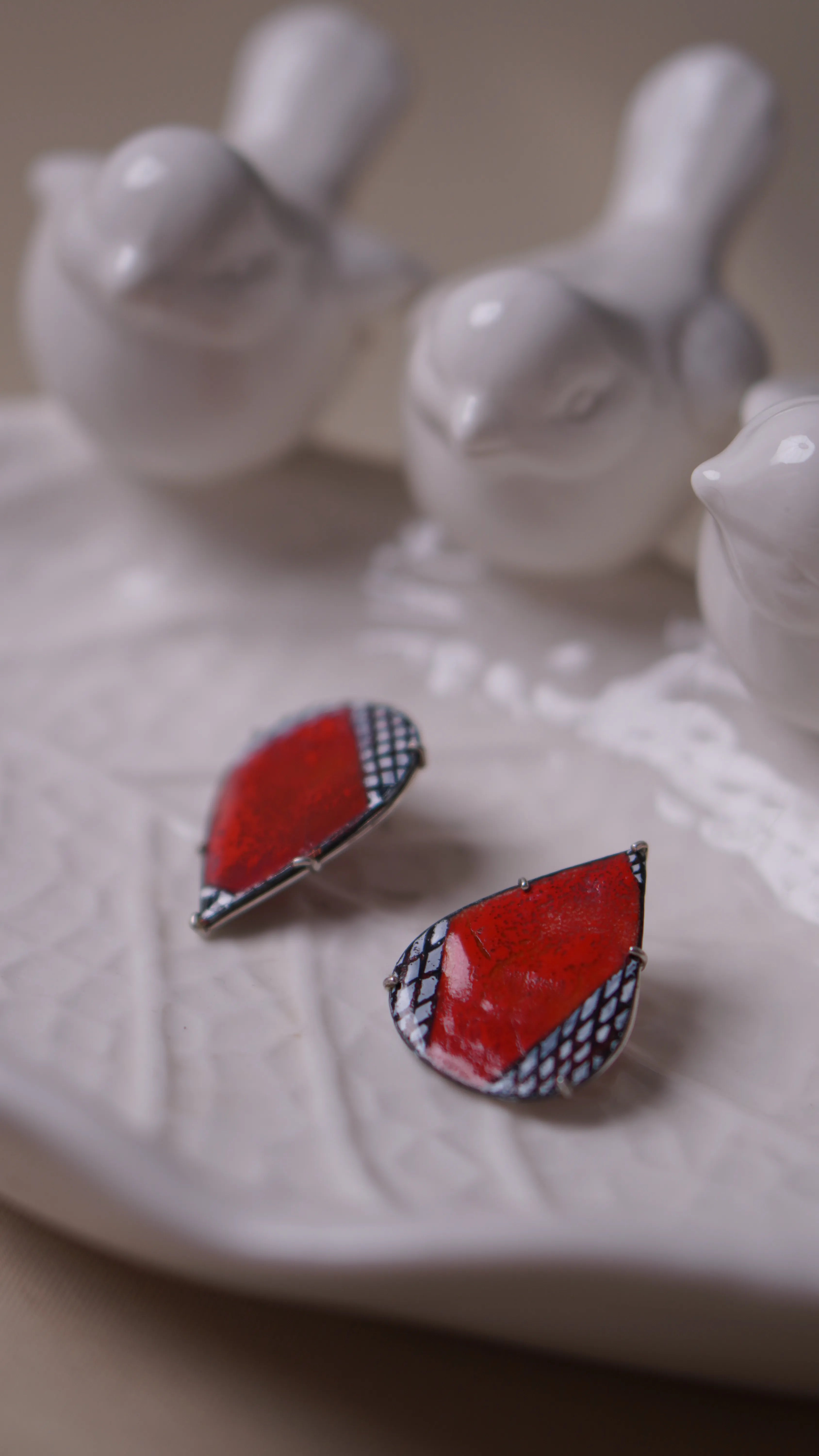 Pear Checkered Drop Earrings