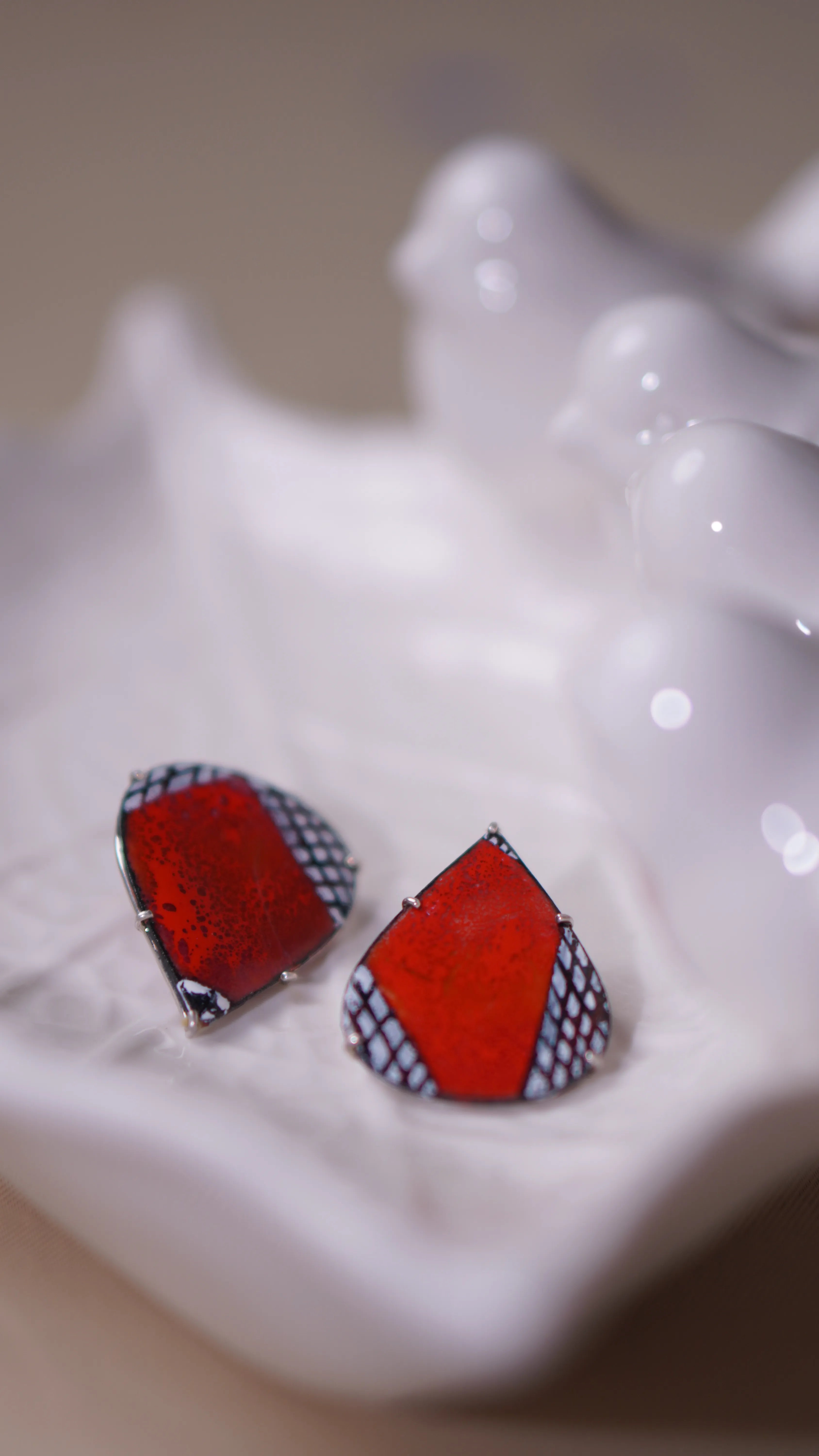 Pear Checkered Drop Earrings