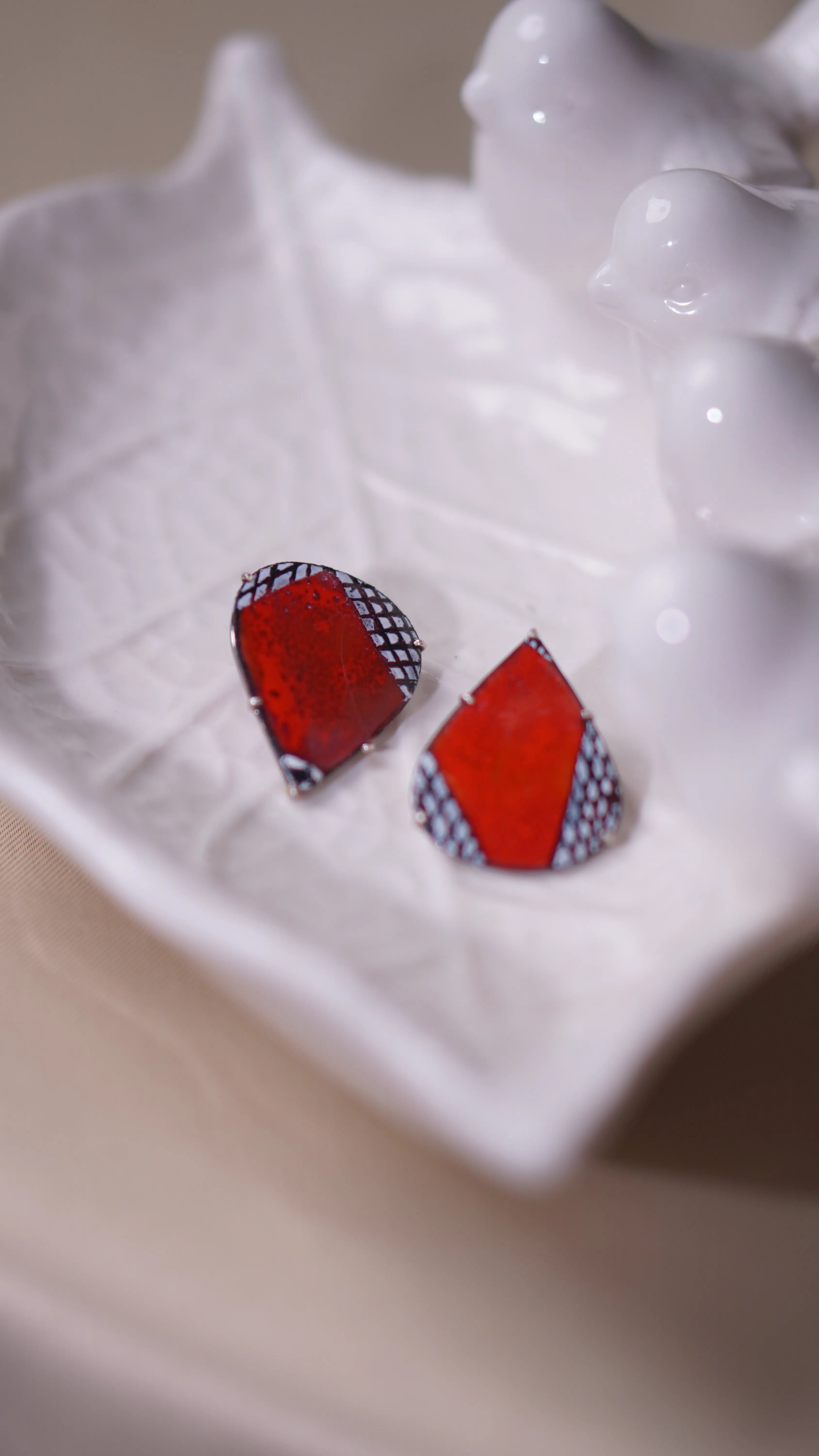 Pear Checkered Drop Earrings