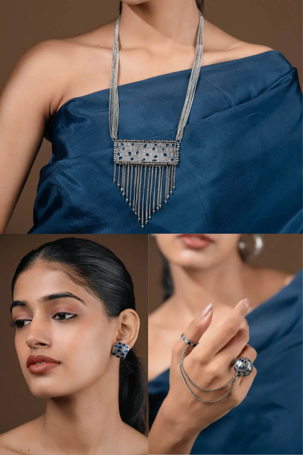 Raas Long Necklace – Combo of 3 Necklace, Hath phool and Studs