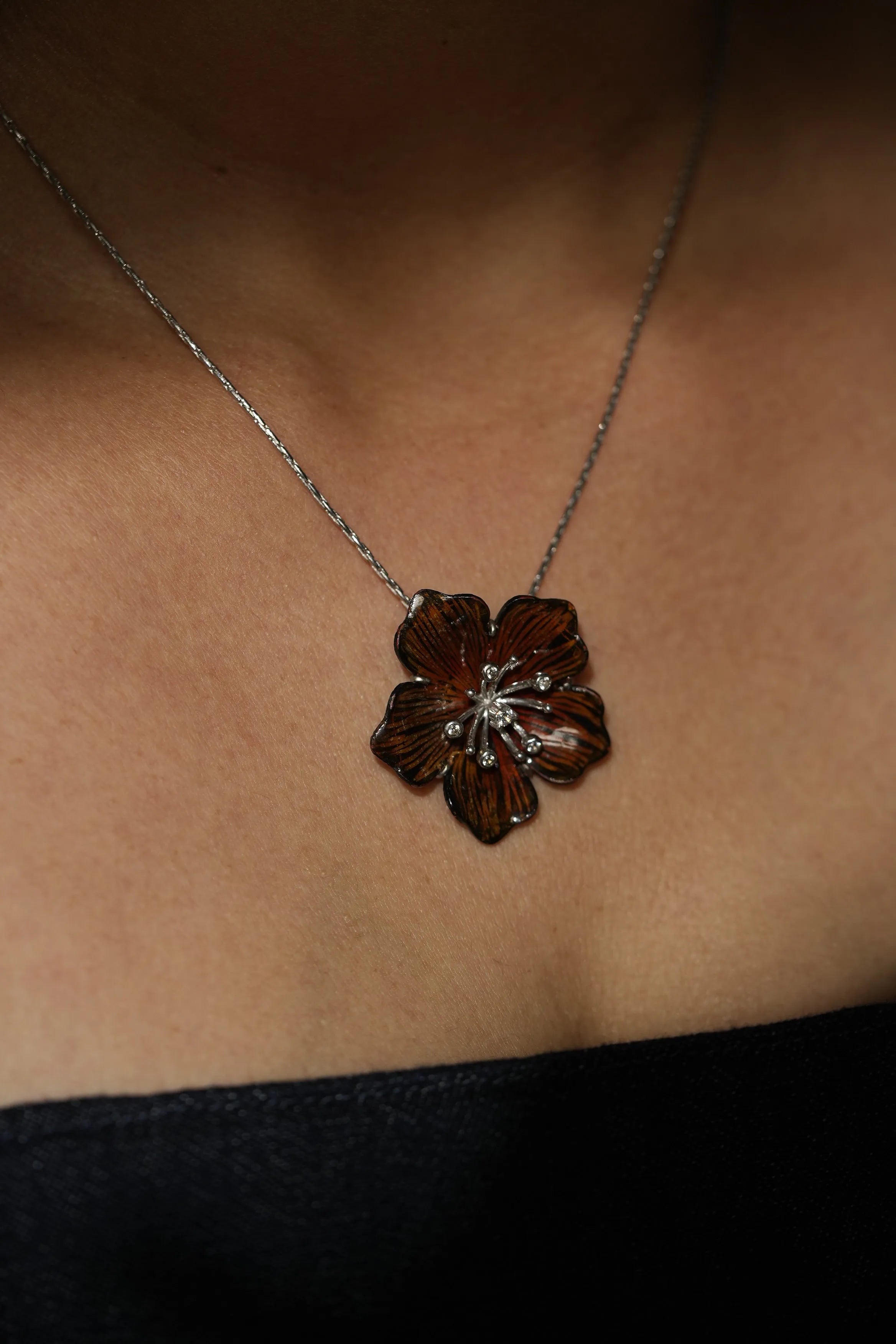 Salverform Brown Pendant with Chain