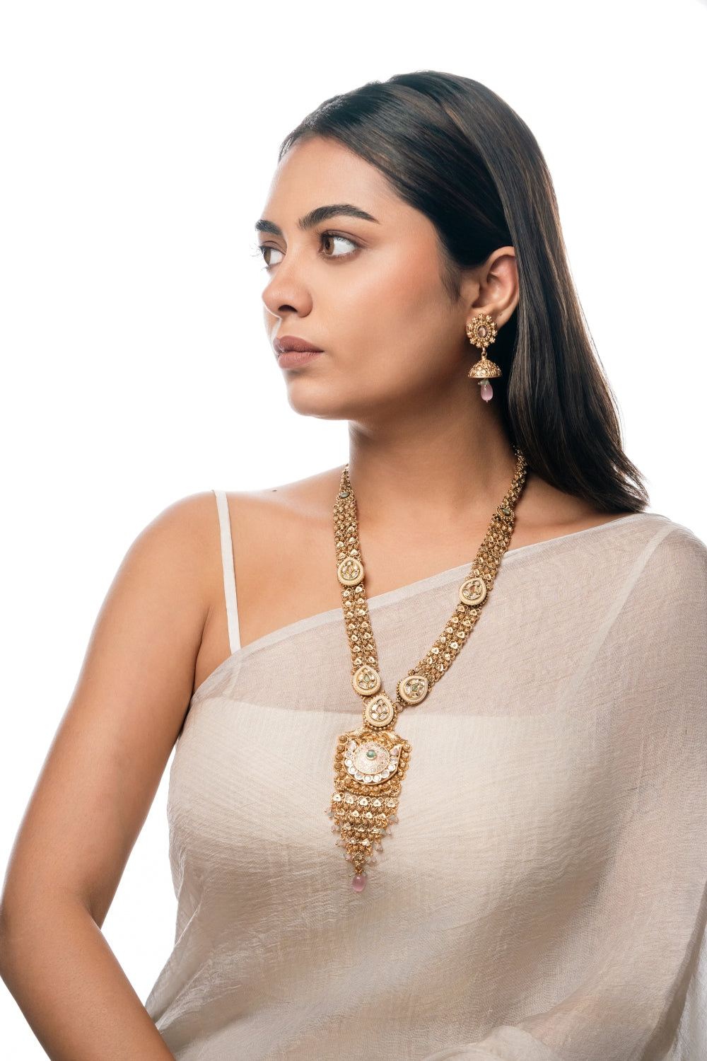 Celestial Symphony Kundan Necklace Set – Multi-Colored Gemstones & Pearls