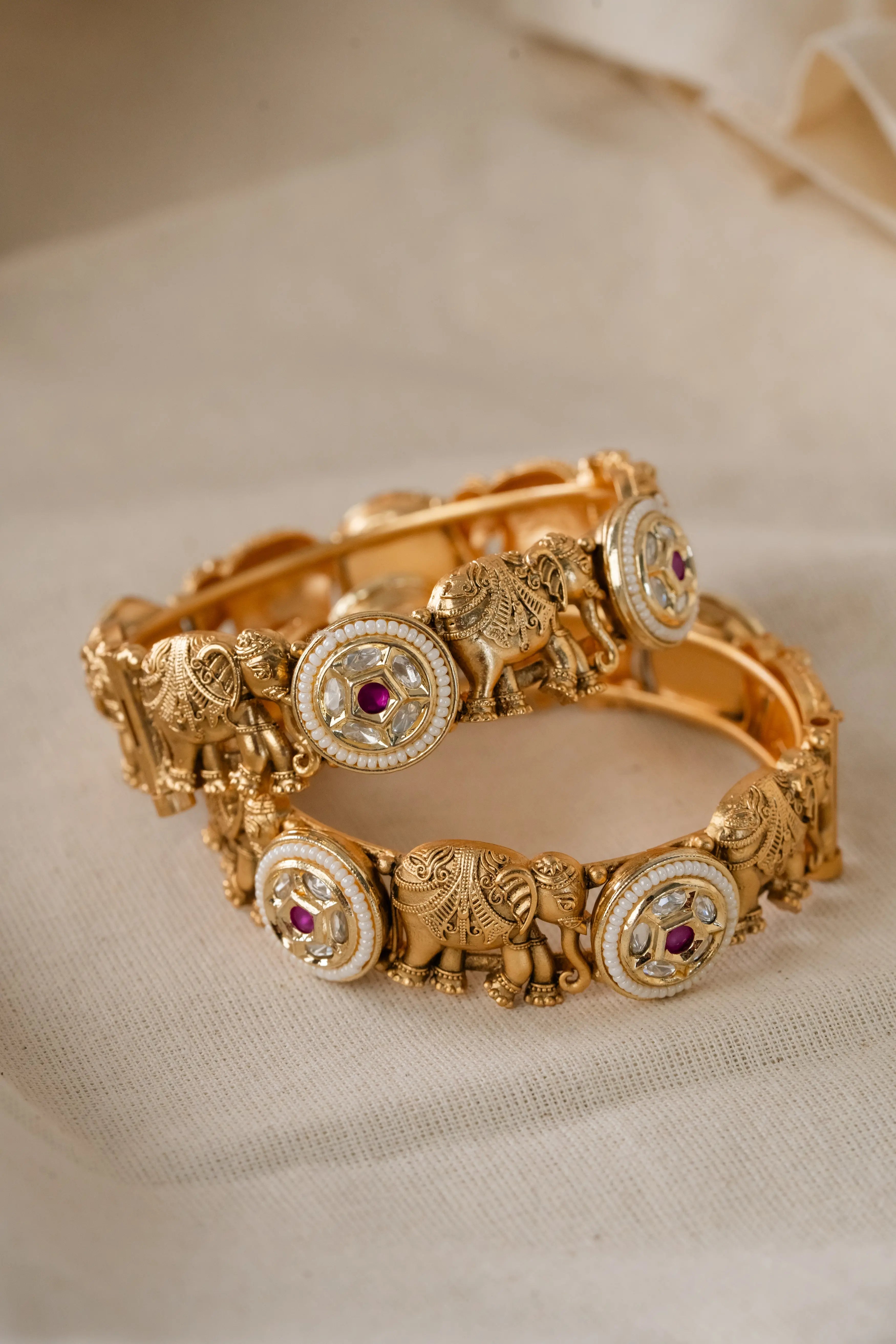 Kundan Earring & Fusion Bangles Combo