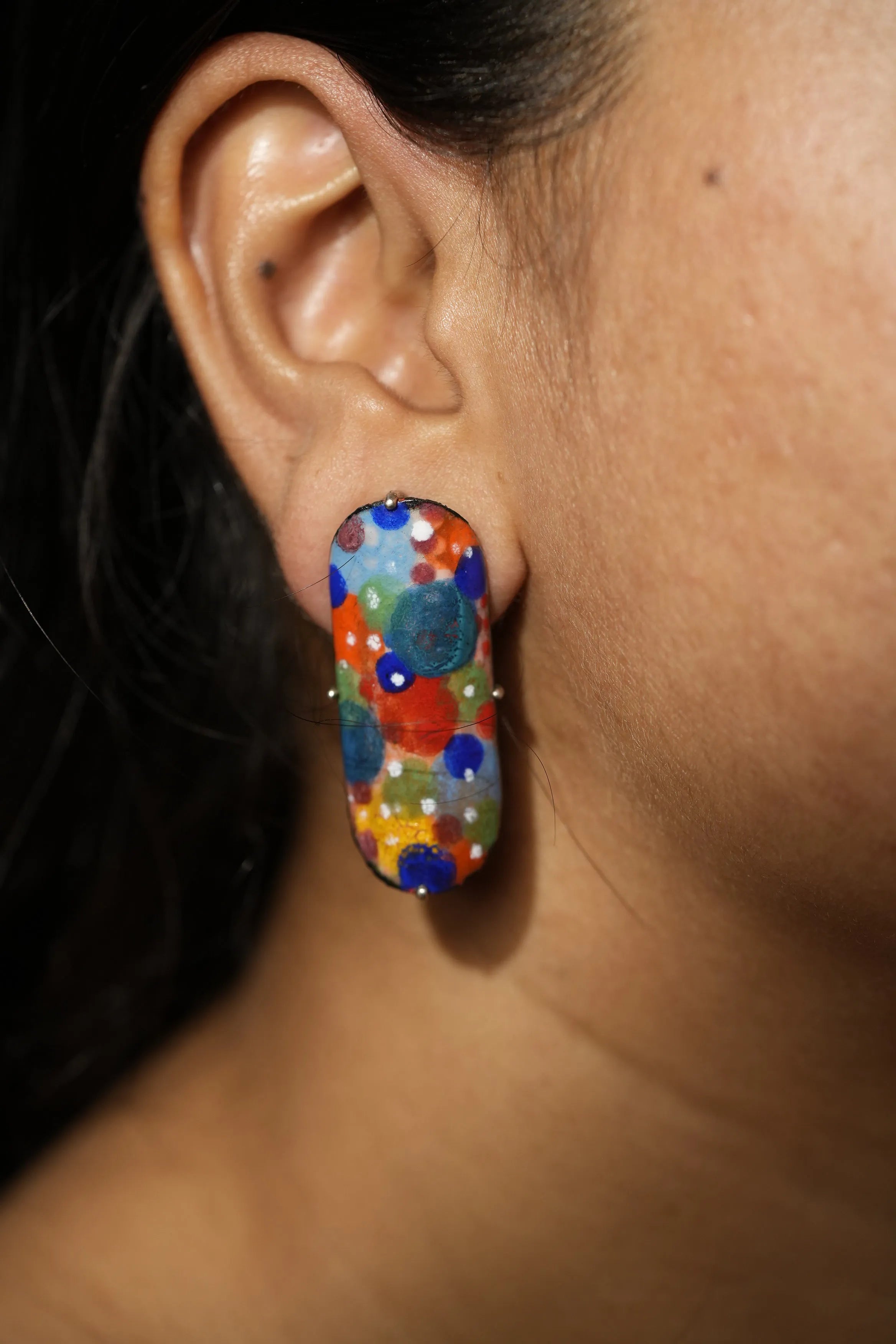 Colored Droplet Elongated Earring