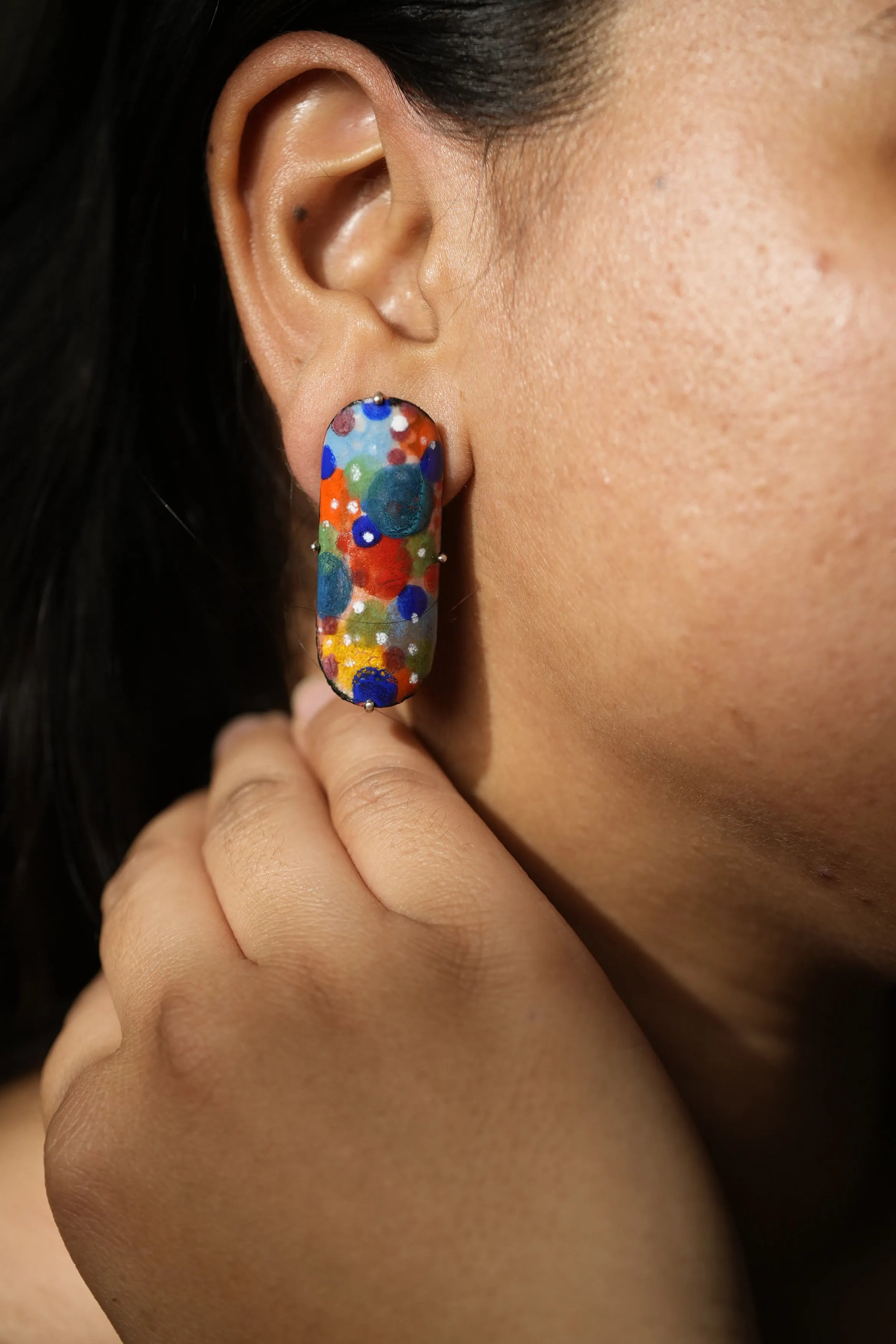 Colored Droplet Elongated Earring