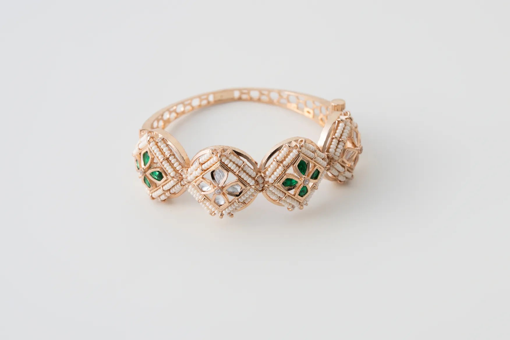 Kundan Pearl-Detail Statement Bracelet