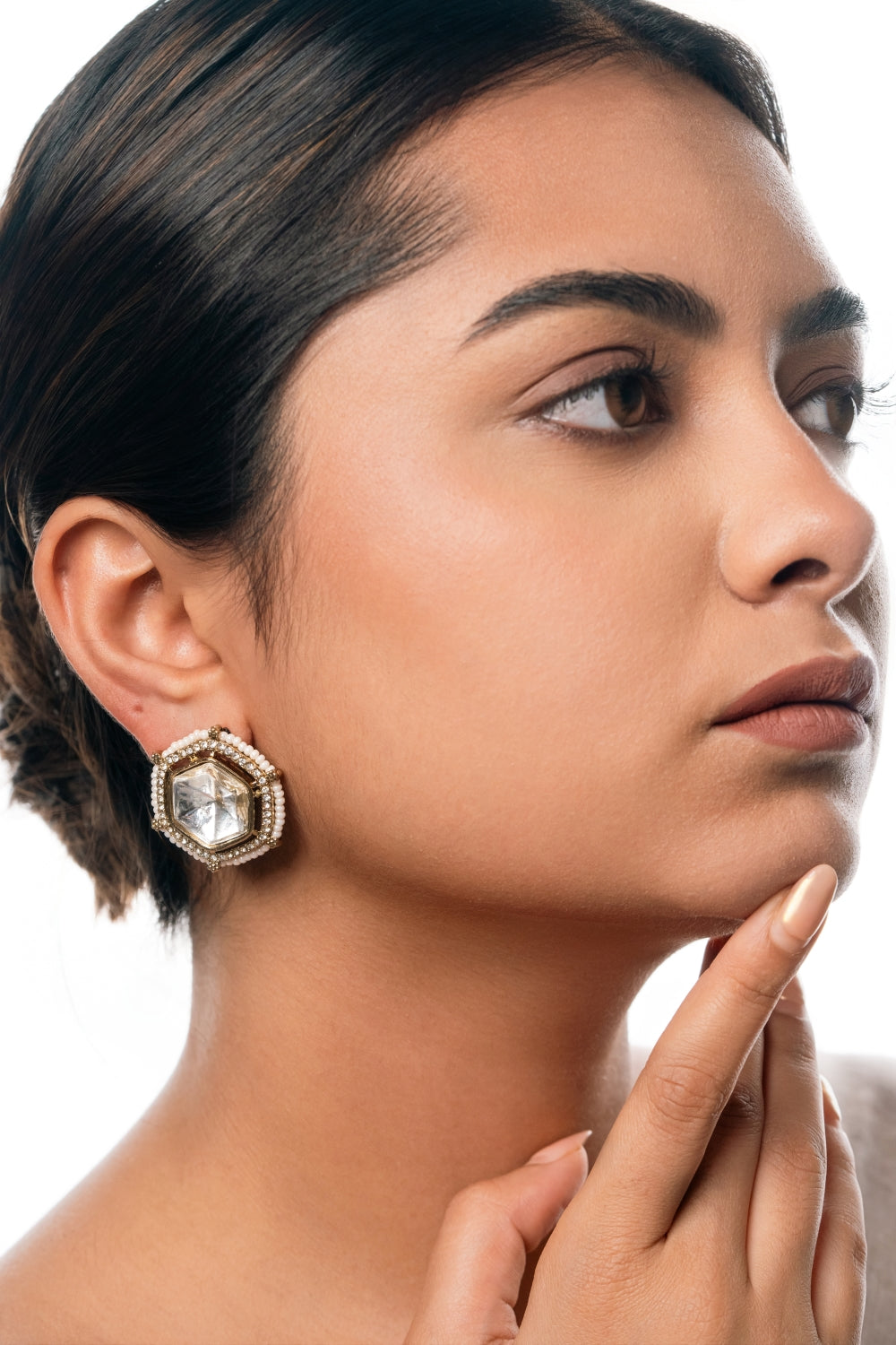 Luxurious Hexagonal Gold-Toned Earrings