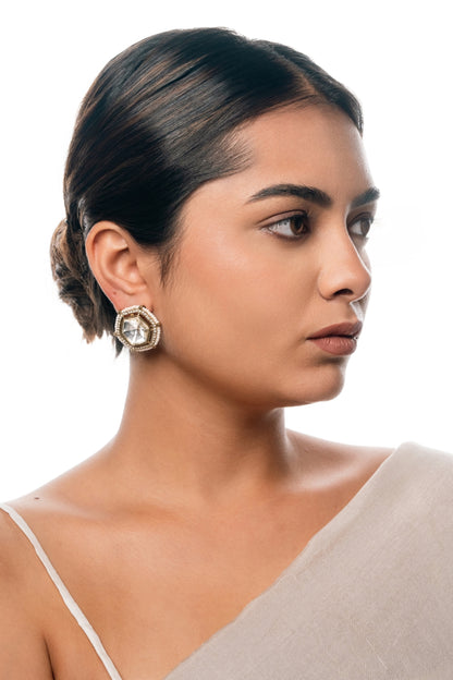 Luxurious Hexagonal Gold-Toned Earrings