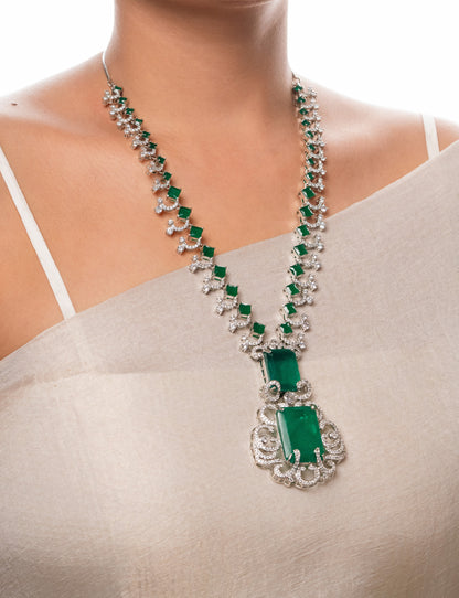 Nita Ambani Diamond Necklace Set – Cubic Zirconia & Emerald