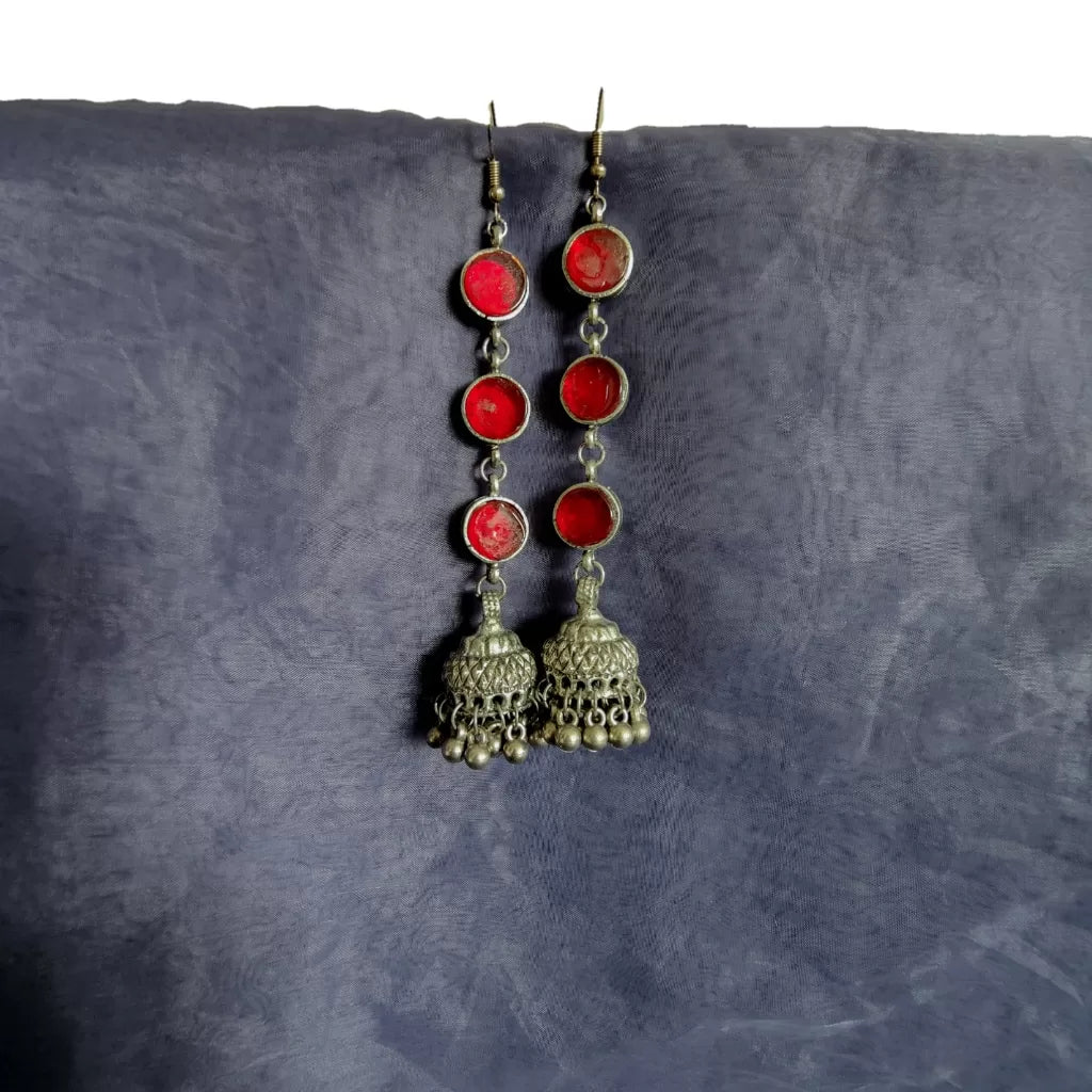 Glass Drop Jhumkha Earrings