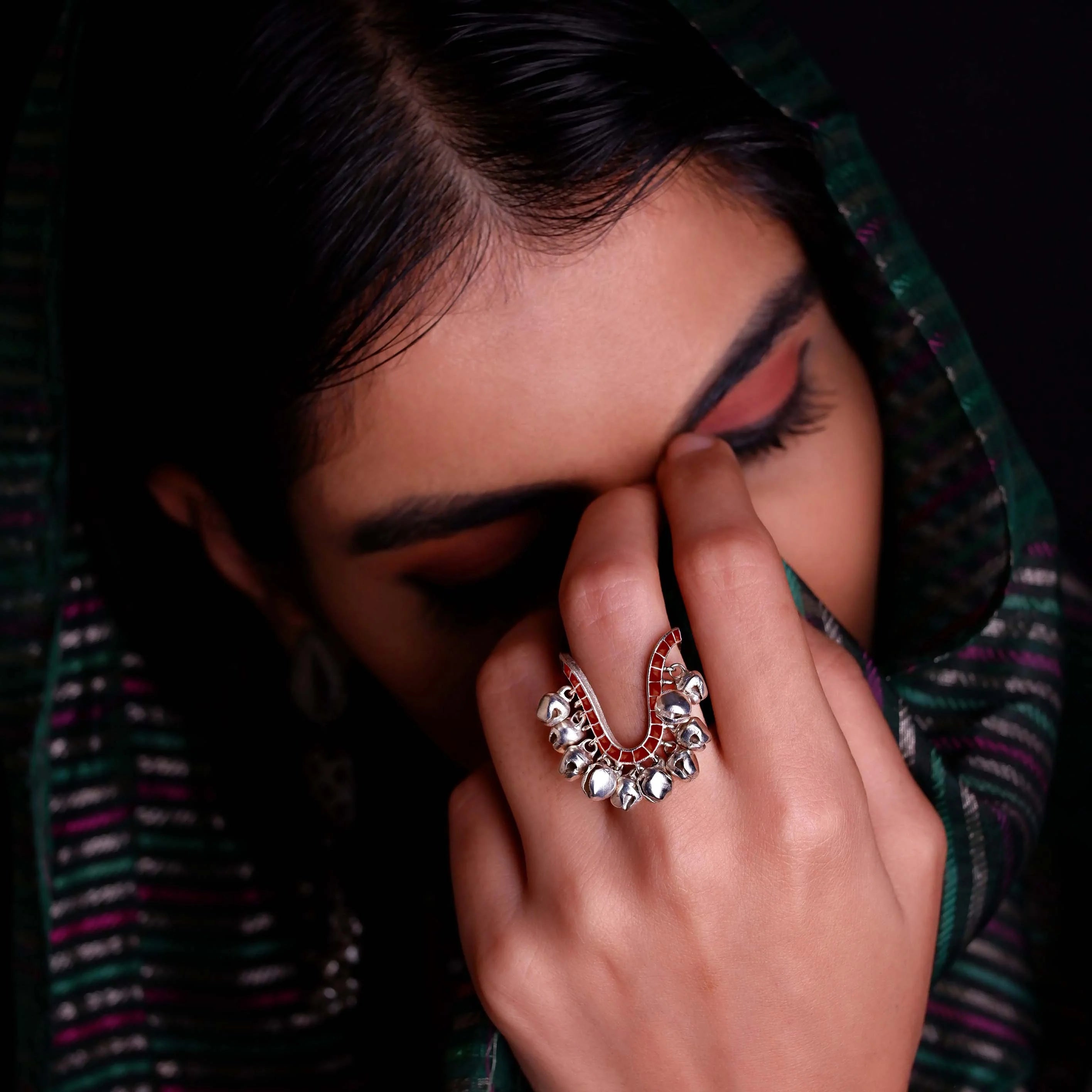 Noor Haar & Chaand Combo of 5 – Choker, 2 Rings & Choice of Earrings