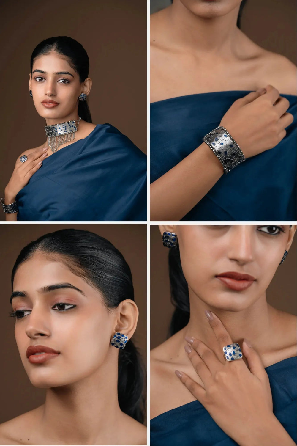 Raas Choker Combo of 4- Choker, Cuff Bracelet, Stud earrings & Ring