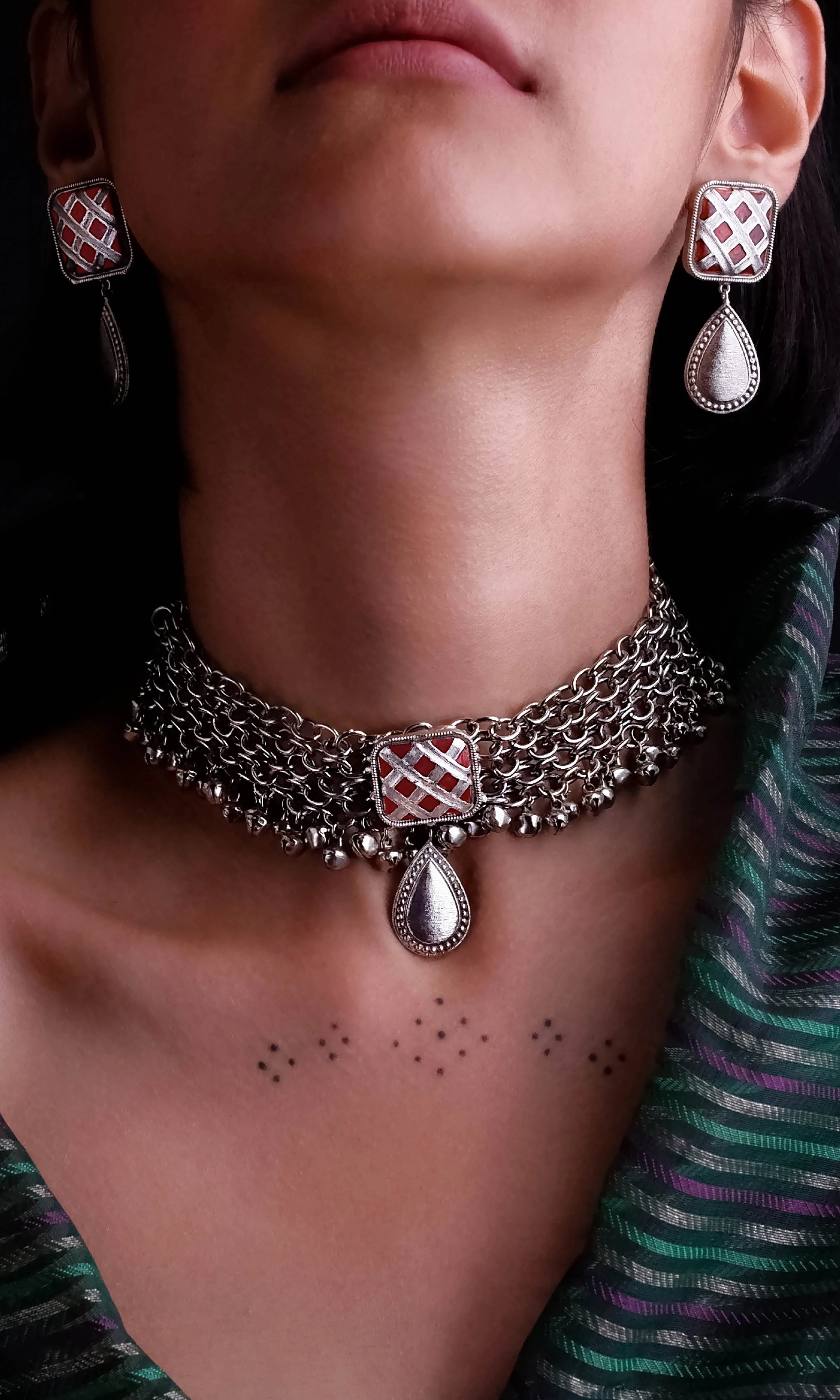Roop Combo of 4 – Choker, Bracelet, Ring & Choice of Earrings