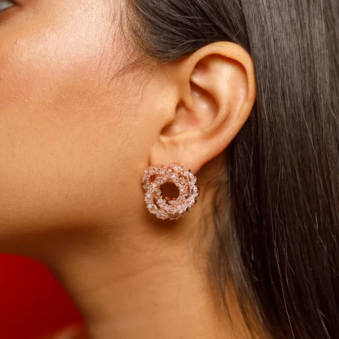 Rose Gold CZ Stud Earrings