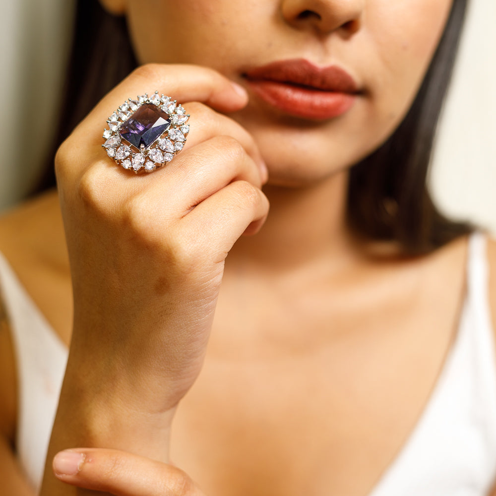 Blue Radiance: Cubic Zirconia Cocktail Ring