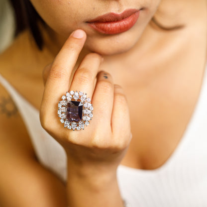 Blue Radiance: Cubic Zirconia Cocktail Ring